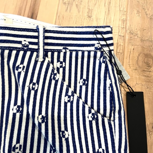 Essential Slim Trousers by Anthropologie, size 12P, blue and white stripped - Picture 5 of 9